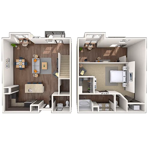 Floor plan Studio 0x1.5 1164-1226 SF