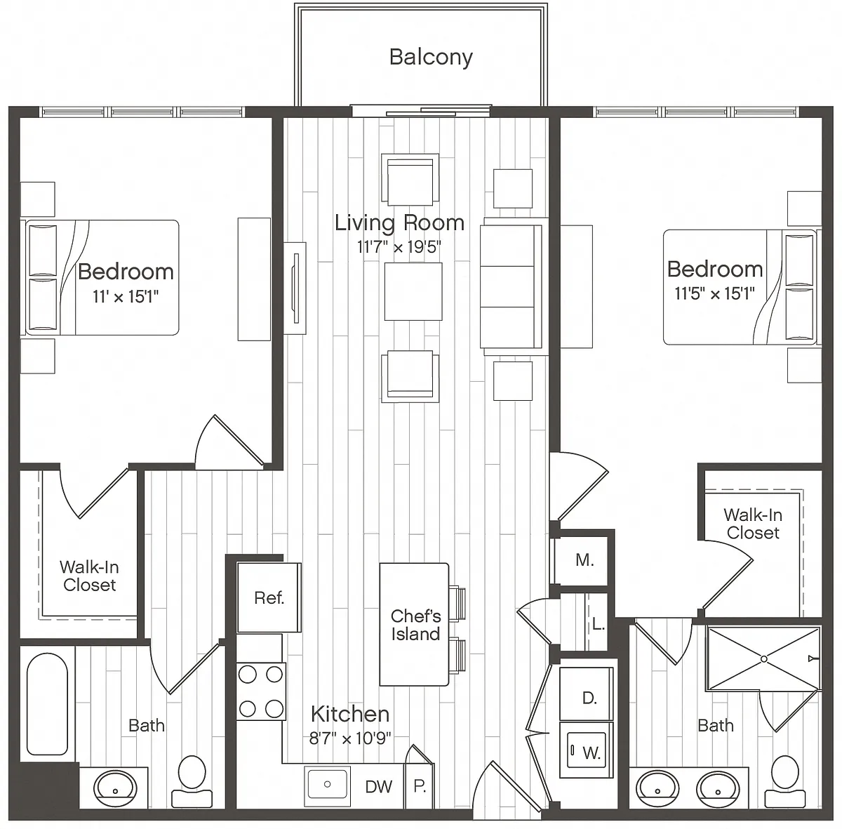 Floor plan 2 Bed/2 Bath-B2