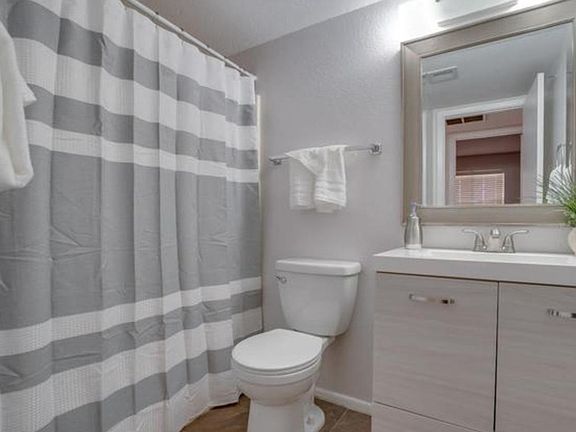 Second Bath with New Vanity and Designer Mirror