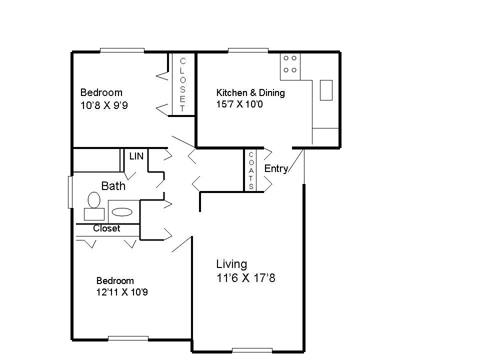 Floor plan Large 2 bedroom