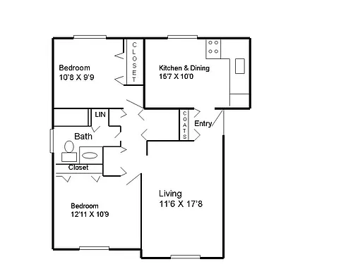 Floor plan Large 2 bedroom
