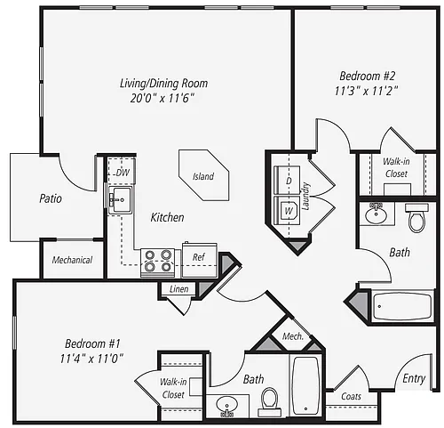 Floor plan B4 2 Bed 2 Bath 1st Floor