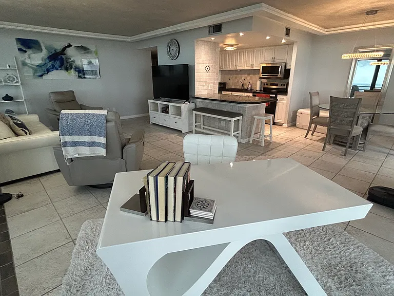 Modern desk with beautiful view of beach