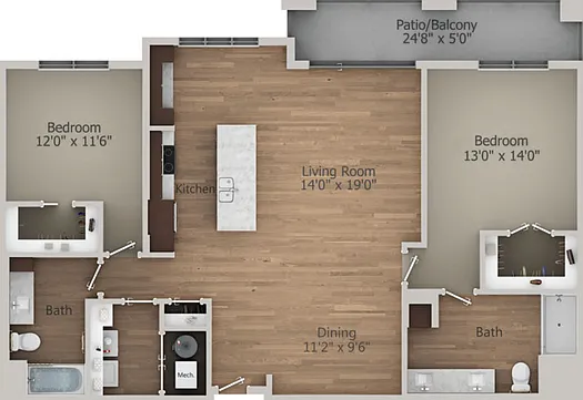 Floor Plan 2H | Arrabelle Apartments | Apartments in Cedarburg, WI Floor Plan 2H | Arrabelle Apartments | Apartments in Cedarburg, WI