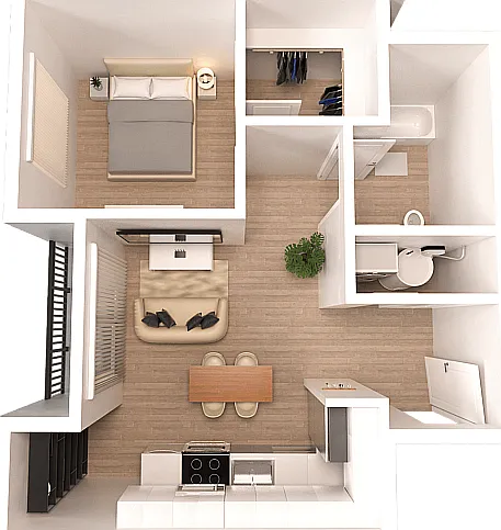 Latimer - 1x1 E Floorplan Latimer - 1x1 E Floorplan