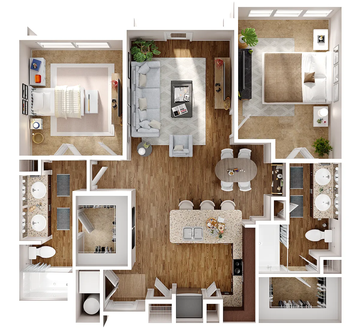 Floor plan 2 Bed, 2 Bath A