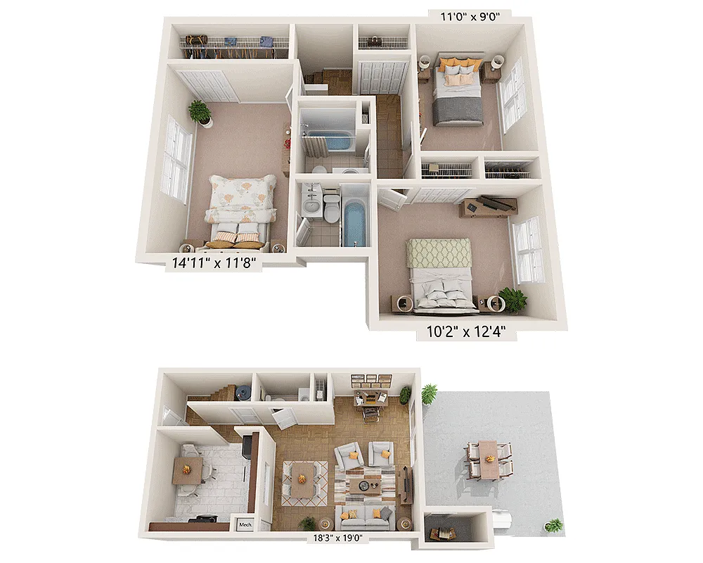 Floor plan Three Bedroom C2.5
