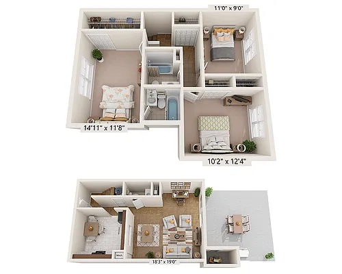 Floor plan Three Bedroom C2.5