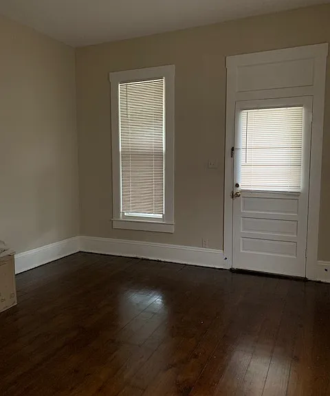 View looking toward front door and front room.