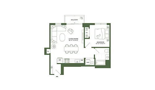 Floor plan 1Bed/1 Bath-A6
