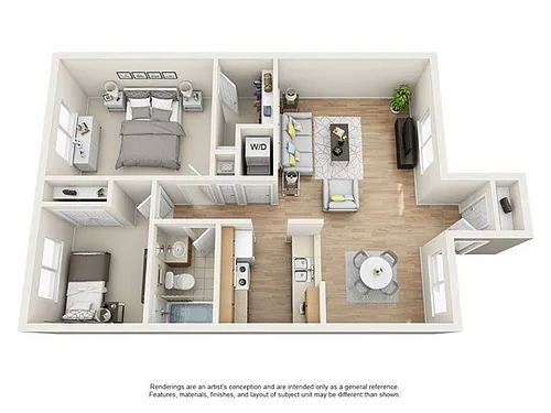 Floor plan 2 Bedroom 1 Bathroom