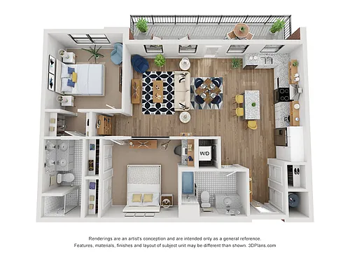Floor plan 2 Bedroom, 2 Bathroom