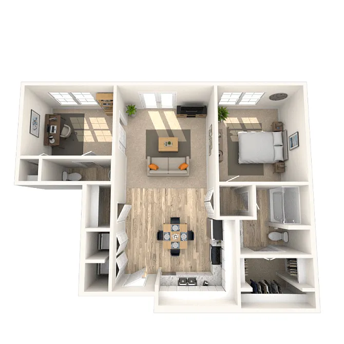 Floor plan Studio 2x1.5 896-963 SF