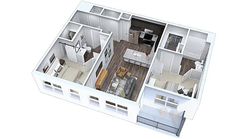 Floor plan 2 Bed, 2 Bath A
