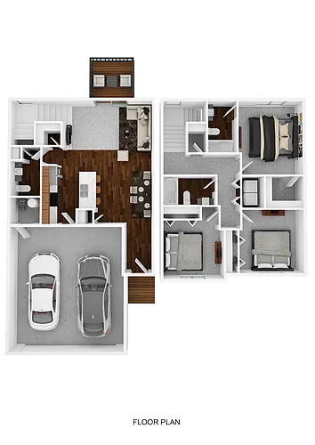 Floor plan Townhome Style 3 Bedroom 2.5 Bathroom