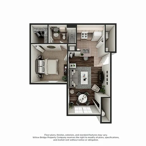 Floor plan Montclair - 1 BR - 1 BA