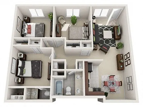 Floor plan C1 THREE BEDROOM ONE & HALF BATH