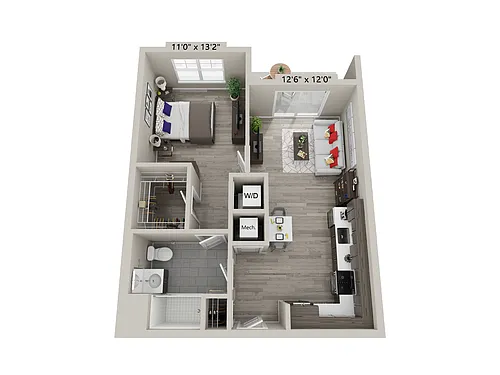 Floor plan 1 Bed/1 Bath-B6