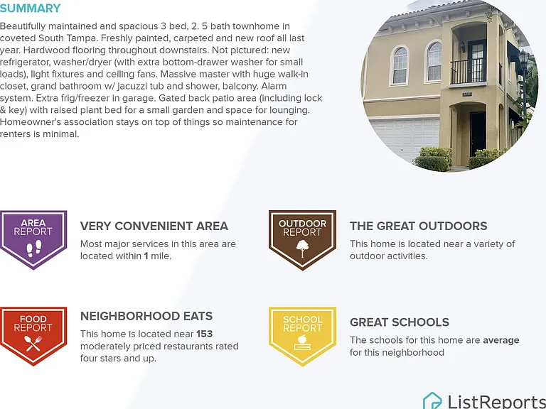 Market report for property location via ListReports