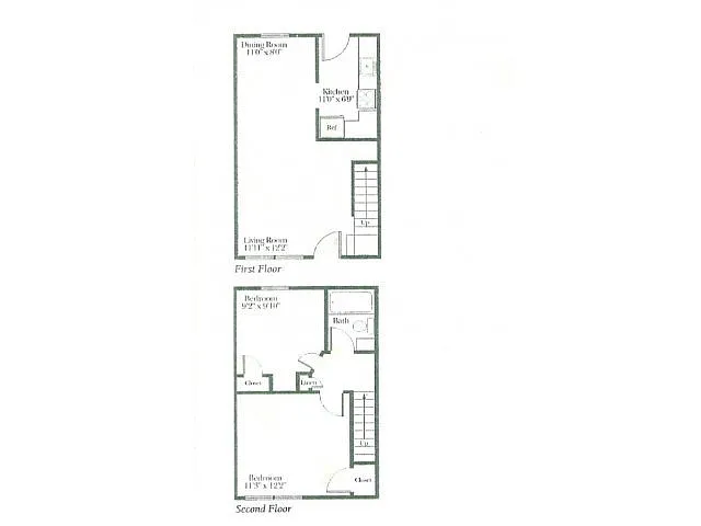 Floor plan 2Br / 1 BA Townhome