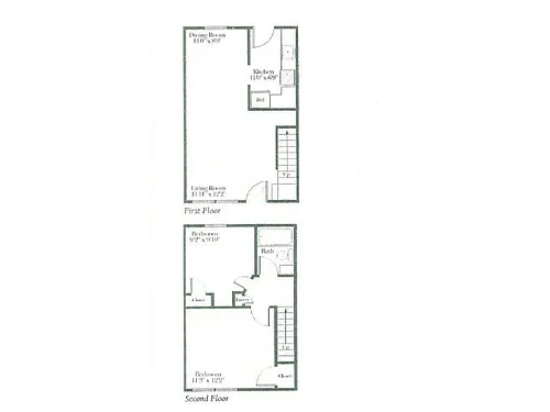 Floor plan 2Br / 1 BA Townhome