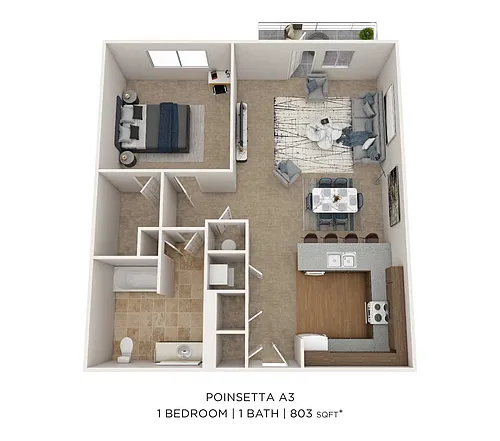 Floor plan One Bedroom - 803 sqft