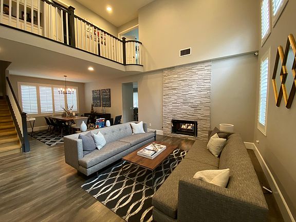 Formal living room with soaring ceilings