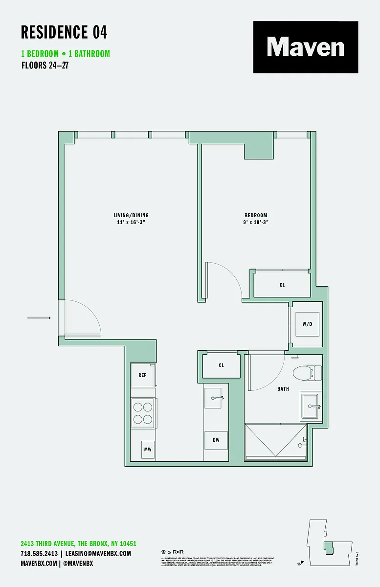 Floor plan 1 Bed/1 Bath-A11