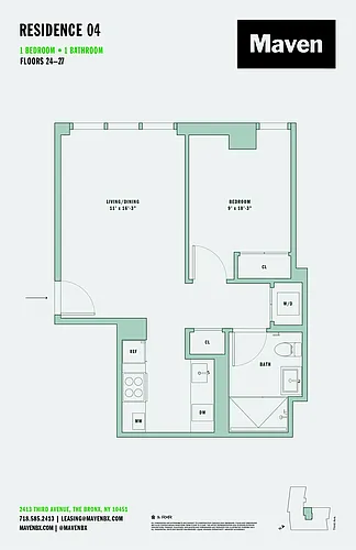 Floor plan 1 Bed/1 Bath-A11