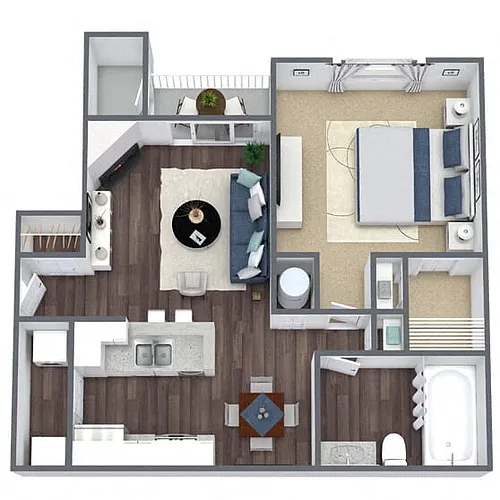 Floor plan A2: 1 Bed 1 Bath