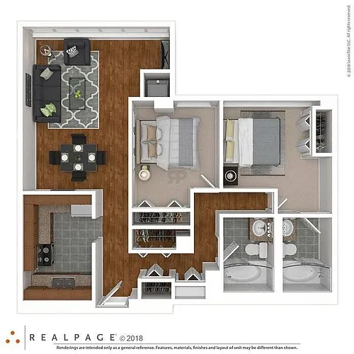 Floor plan 2BR - 2BTH Penthouse