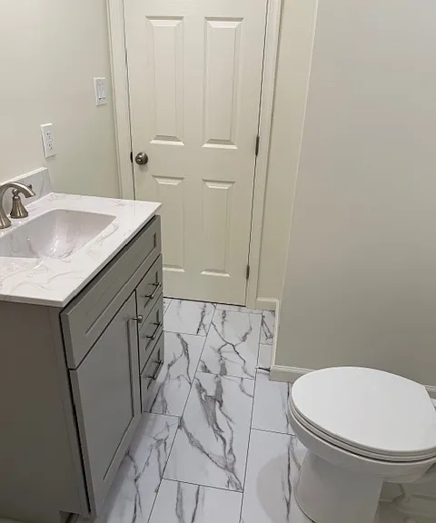 New vanity with lots of storage.