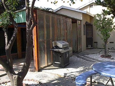 Workshop and patio area