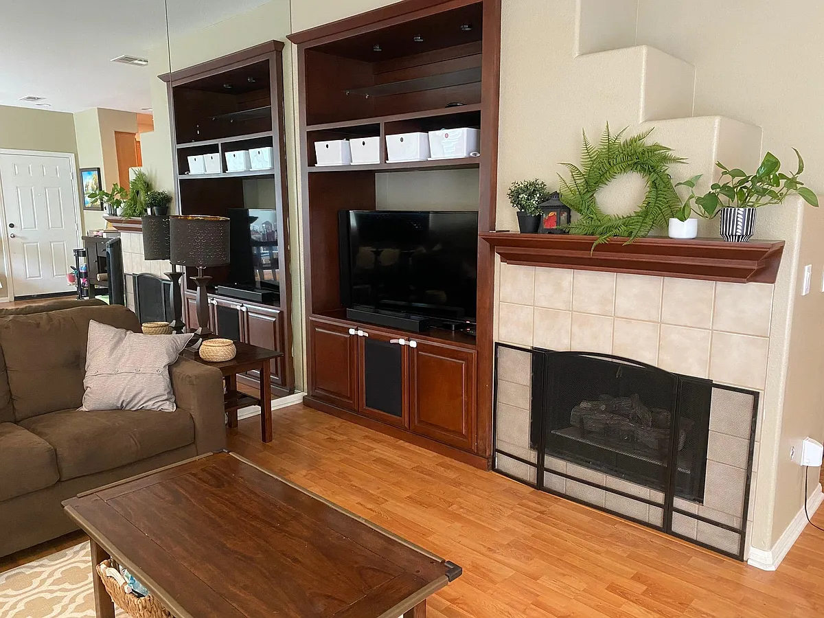Living Rm. w/TV Cabinet & Fireplace - 2738 Matera Ln
