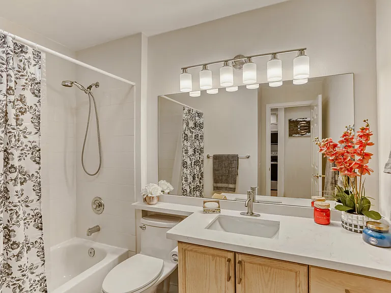 20. Bathroom with quartz countertops