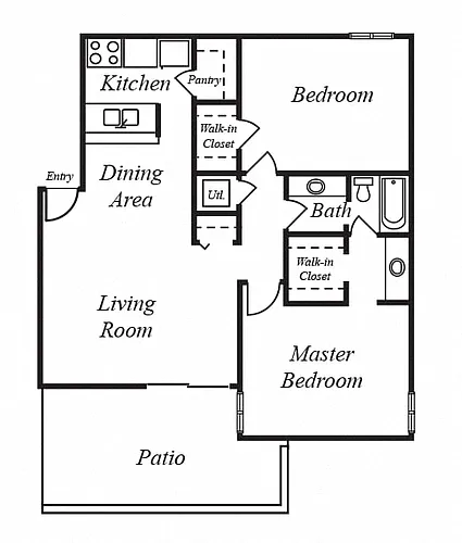 Floor plan 2 Bedroom, 1 Bathroom Flat B2