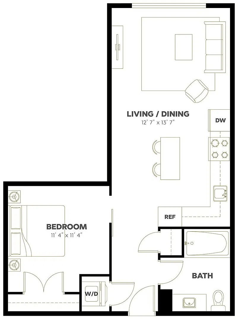 Floor plan Open 1x1 B3