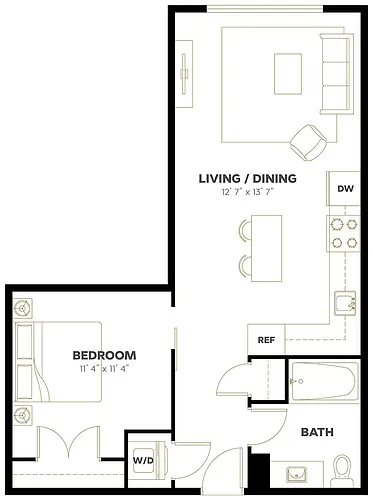 Floor plan Open 1x1 B7