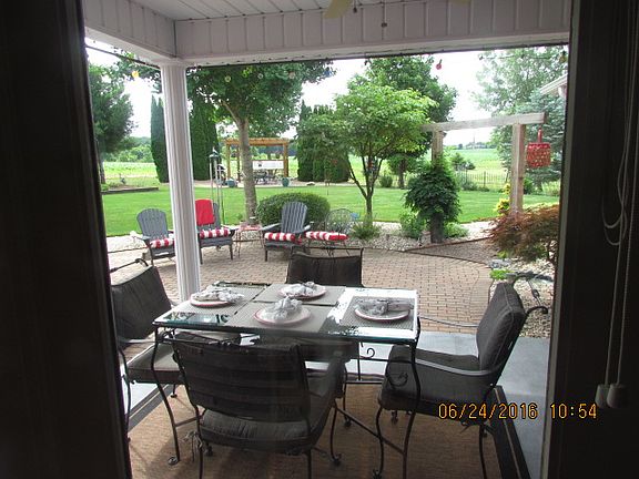 Back porch and brick patio