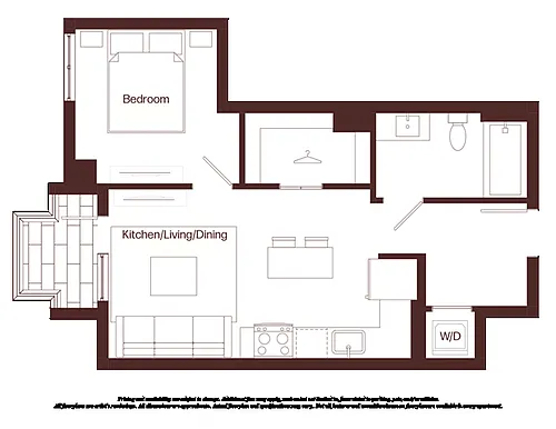 Floor plan 1 Bed - 1 Bath | aj5