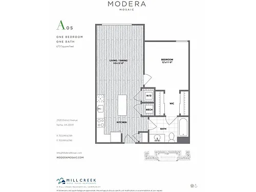 Floor plan A05 - One Bedroom One Bath