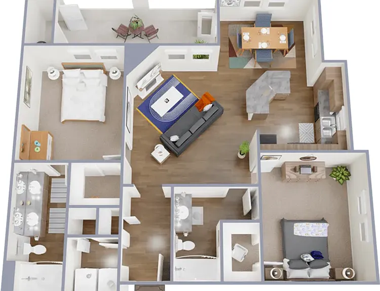 B3 - 1,129 square foot, two bedroom, two bath apartment B3 - 1,129 square foot, two bedroom, two bath apartment