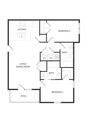 Floor plan Two Bedroom x Two Bathroom