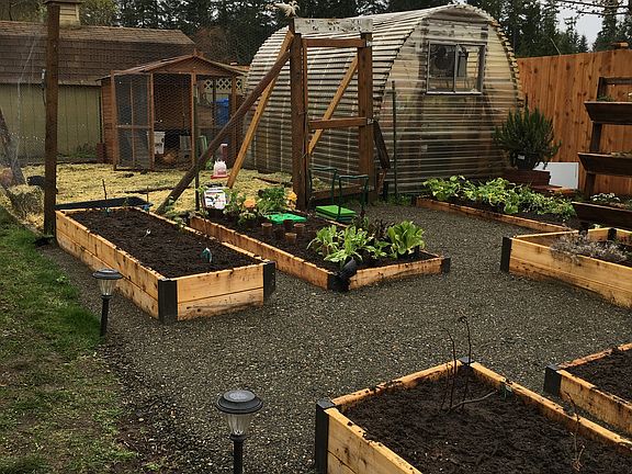 Garden, coop, & greenhouse