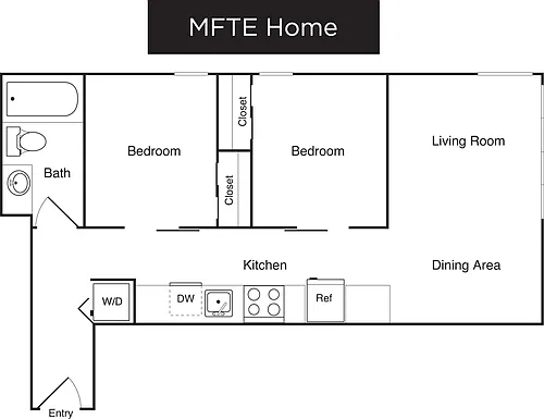 Floor plan 2 Bedroom A- Income Restricted