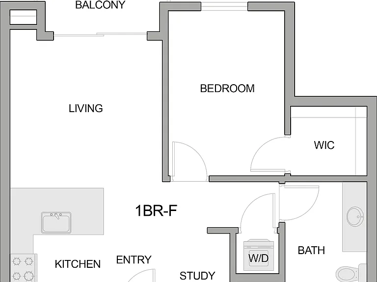 2D Floor Plan Rendering of a One-Bedroom Apartment 2D Floor Plan Rendering of a One-Bedroom Apartment