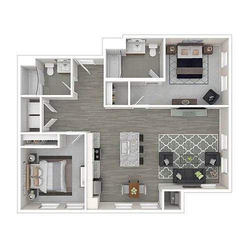 Floor plan 2 Bed Building C & D Corner Front