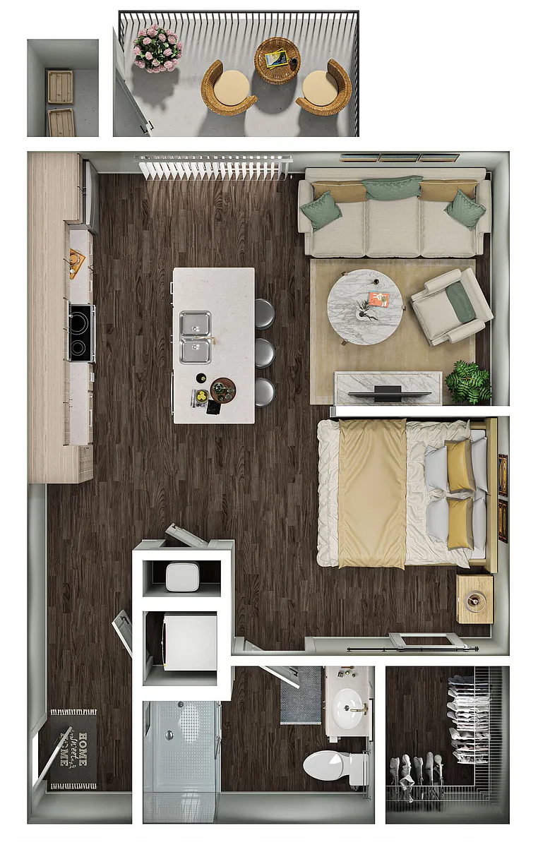 Floor plan Trek- 0BD/1BA