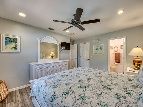 Primary/Master bedroom and bathroom with shower, walk-in closet