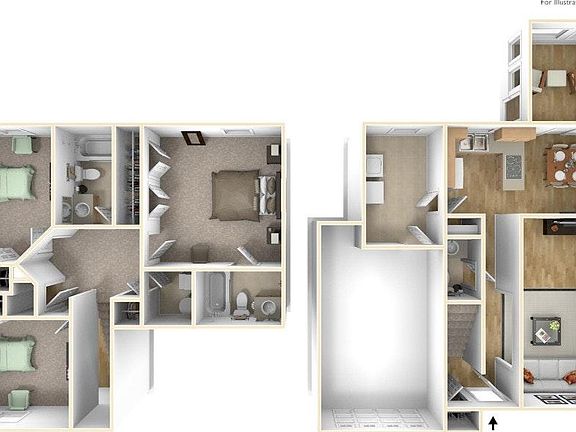 3 BD Floor Plan